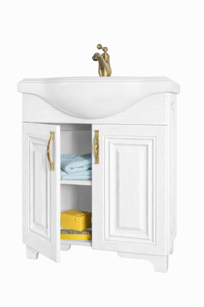 Тумба Дубэлла 65 напольный, под раковину, Белый матовый массив