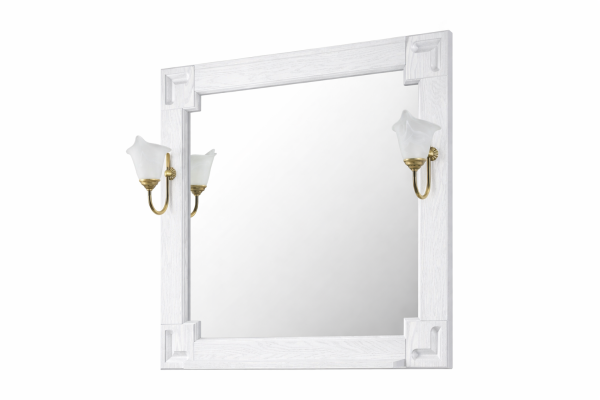 Зеркало Дубэлла 65, со светильником, Белый матовый массив