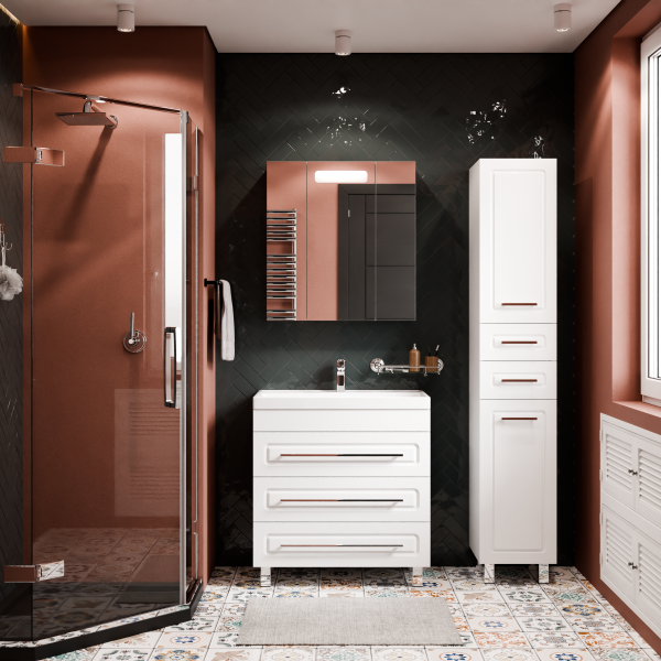 Коллекция Арабеска Напольный, Белый глянец ПВХ