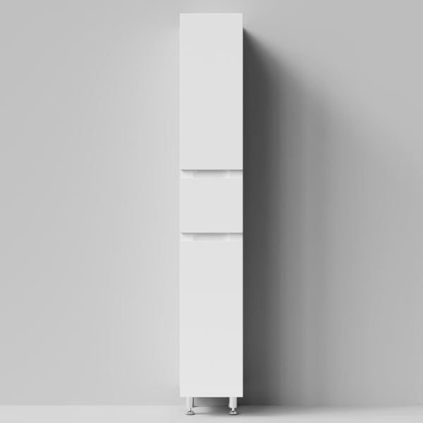 Пенал Слим 30 (2 двери, 1 ящик) напольный, белый глянец, левый