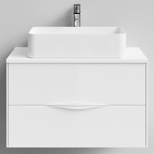 Тумба Липс 80, базовая Белая эмаль, матовая, 2 ящика, подвесной