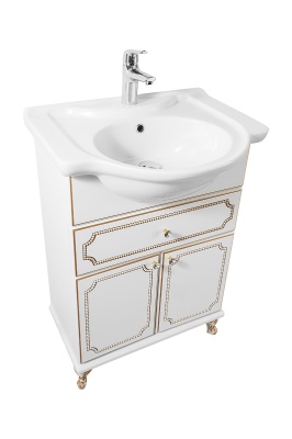 Тумба Мариэль 65 напольный, патина золото, белая