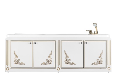 Экран Кармен 1500, 4 распашные двери, патина золото, белый