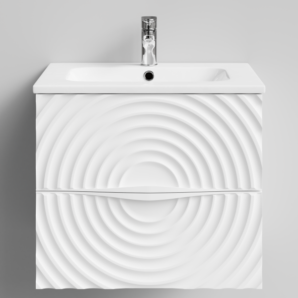 Тумба Эйфория 60 F1, базовая Белая эмаль, матовая, 2 ящика, подвесной