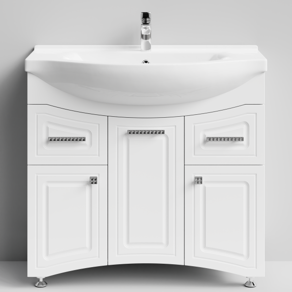 Тумба Адам 90 напольный, Белый глянец ПВХ, правый