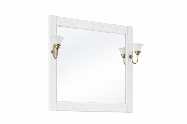 Зеркало Дубини 65, со светильником, Белый матовый массив