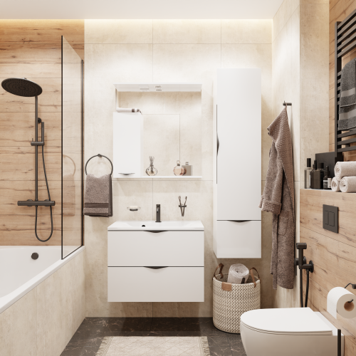 Коллекция Марко Подвесной, ручки Черные, Белый глянец ПВХ