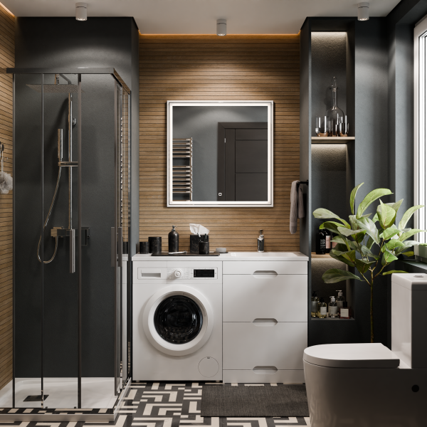 Коллекция Айрис под стиральную машину, напольный, Белый эмаль