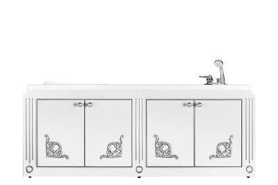 Экран Версаль 1500, 4 распашные двери, патина серебро, белый