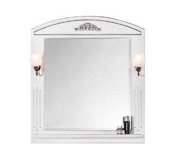 Зеркало Белладжио 75, патина серебро, левое, белое, со светильником