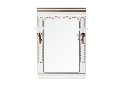 Зеркало Мариэль 65, патина золото, белое, со светильником